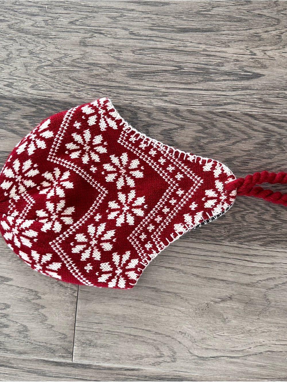 Red and White Snowflake Knit Kids Hat